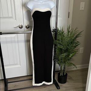 Lulu's Elegant Black and White Maxi Dress